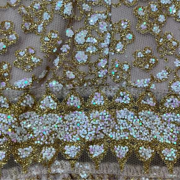 NWT Hello Molly Elegant Cream Sequin Maxi Formal Gown Size 4 - Picture 10 of 12